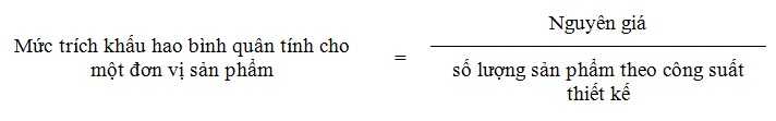 Công thức tính khấu hao khối lượng sản phẩm